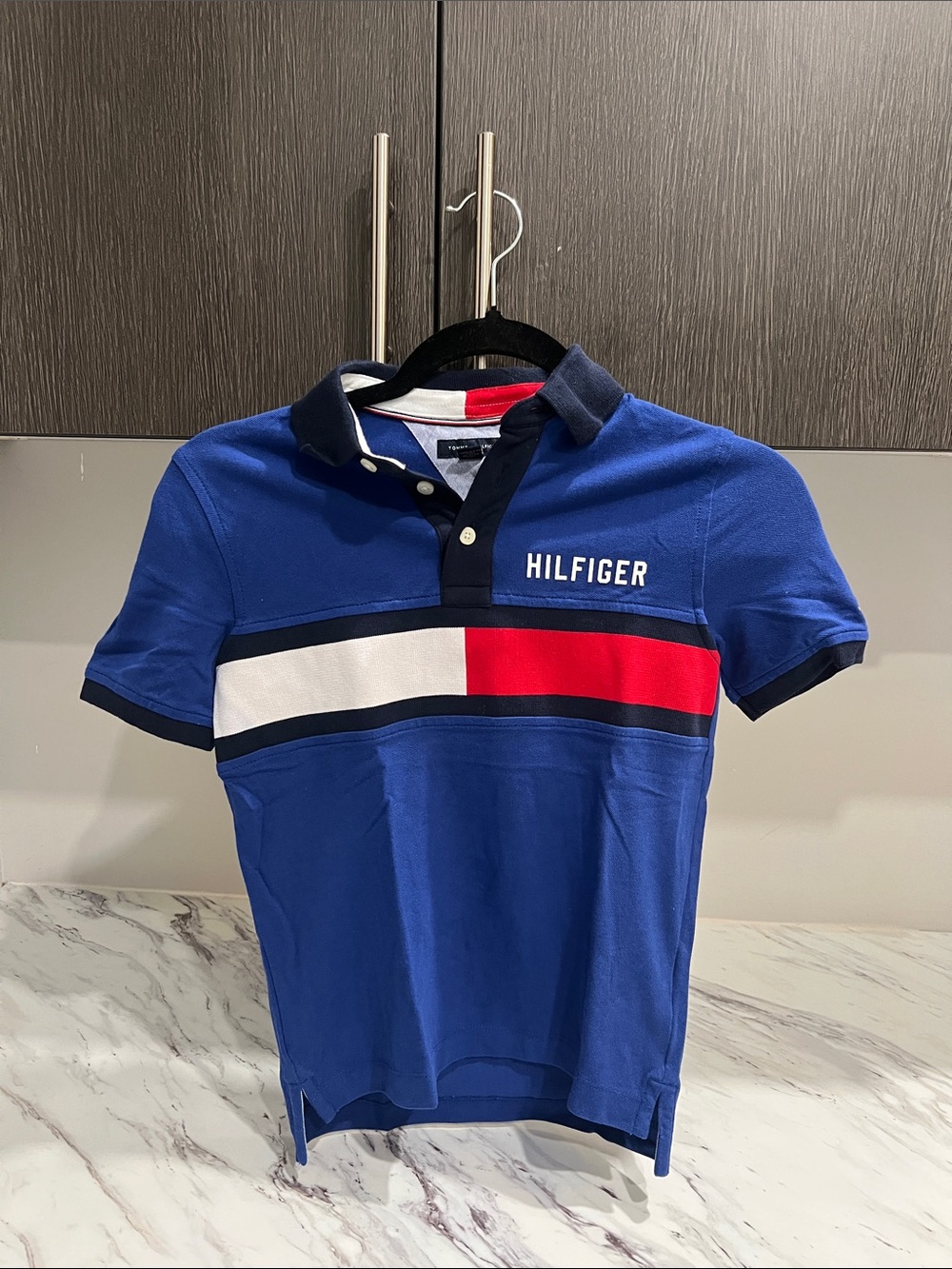 Tommy Hilfiger Royal Blue Polo with Red, White & Navy Stripes